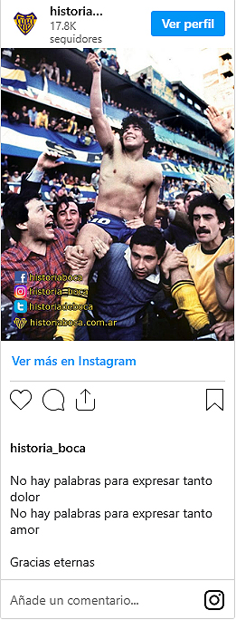 Historia de Boca en Instagram